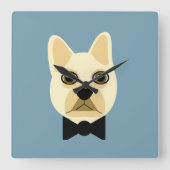 French Bulldog with bowtie blue Vierkante Klok (Voorkant)