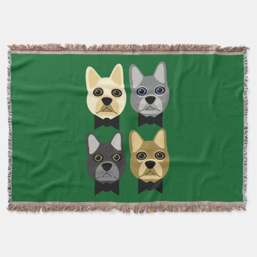 French Bulldogs Green Deken (Voorkant)