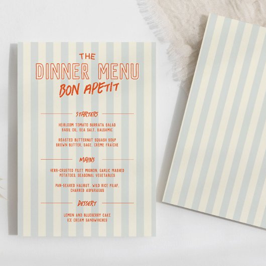 French Cafe Dinner Wedding Menu Template