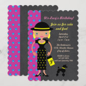 French Chic Girl Invitation de fête d'anniversaire (Devant / Derrière)