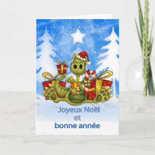 French Christmas Card - Cute Dragon - Fijne Kerstm Feestdagen Kaart