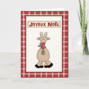 French Christmas Rudolf the Red Nose Reindeer Card Feestdagen Kaart