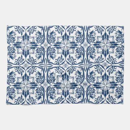French Country Blue and White Tulips Serviette de  (Horizontal)
