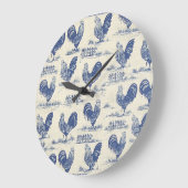 French Country Blue Rosters Imprimer Horloge (Angle)
