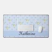 French Country Lemon – Blue Bow Name Pattern Bureaumat (Keyboard & Muis)