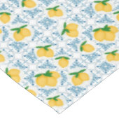French Country Lemon Blue Floral Tile Pattern Tafelkleed (Gekanteld)