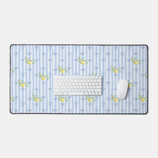 French Country Lemon – Blue Stripe Bow Pattern (Clavier et souris)