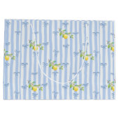 French Country Lemon – Blue Stripe Bow Pattern Groot Cadeauzakje (Achterkant)