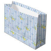 French Country Lemon – Blue Stripe Bow Pattern Groot Cadeauzakje (Voorkant Gekanteld)