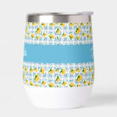 French Country Lemon Blue Tile Monogram (Gauche)