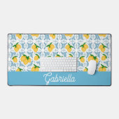French Country Lemon Blue Tile Pattern (Clavier et souris)
