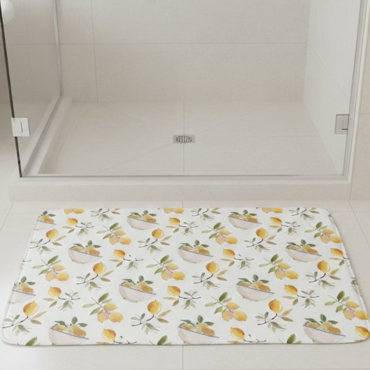 French Country Lemon Pattern Bath Mat