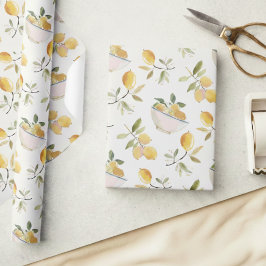 French Country Lemon Pattern Wrapping Paper Cadeaupapier