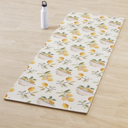 French Country Lemon Pattern Yoga Mat (In situ)