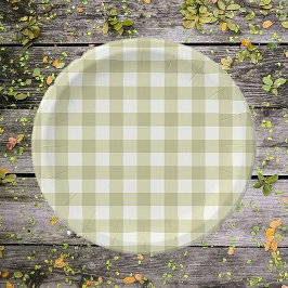 French Country Meadow Gingham - salie groen plaid. Papieren Bordje