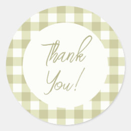 French Country Meadow Gingham - salie groen plaid. Ronde Sticker