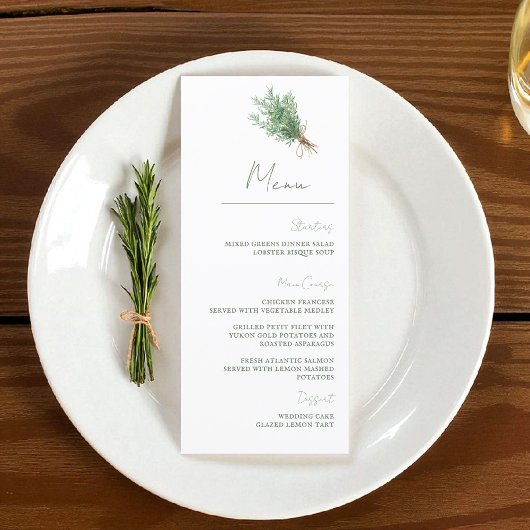 French Country Rosemary Sage Green Rustic Menu