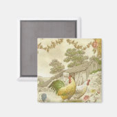 French Country Roster & Hen Fridge Magnet (Recto/Verso)