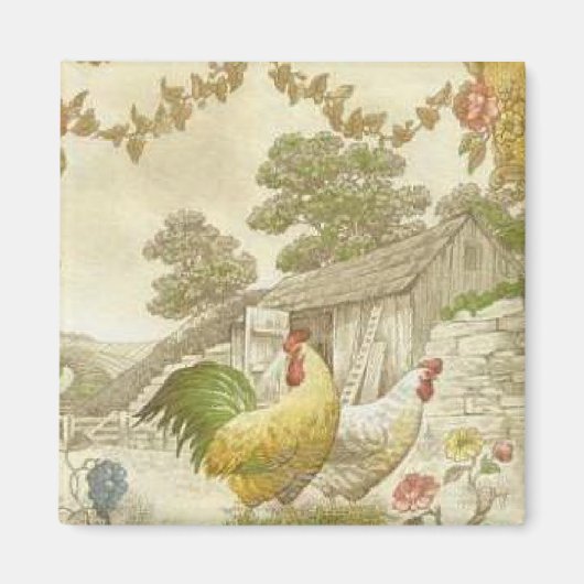 French Country Roster & Hen Fridge Magnet (Devant)