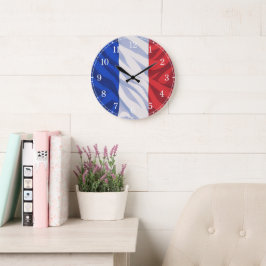 French Flag Wall Clock — Waving Flag Design Grote Klok