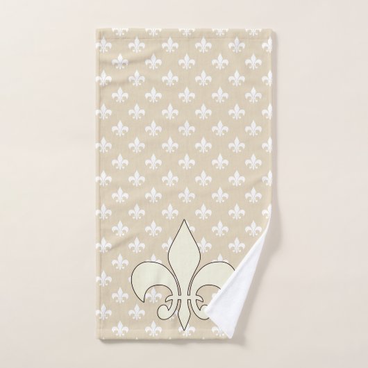 French Fleur de Lis crème et blanc (Serviette à main)