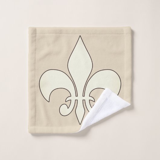 French Fleur de Lis crème et blanc (Gant de toilette)