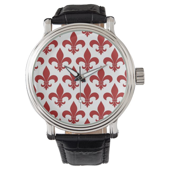 French Fleur de lis Pattern Classic Horloge (Voorkant)