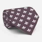 French Fleur de Lis Pattern Dark Mauve Paarse Stropdas (Opgerold)