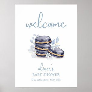 French Floral Bonjour Macaron Baby shower Welkom Poster