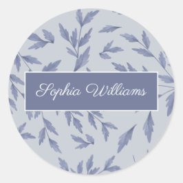 French floral dusty blue product label sticker