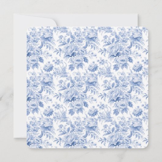 French Floral Toile Blue Invitation (Dos)