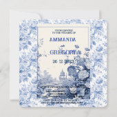 French Floral Toile Blue Invitation (Devant)