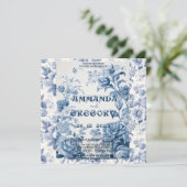 French Floral Toile Blue Invitation (Debout devant)