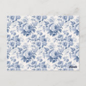 French Floral Toile Blue Invitation (Dos)