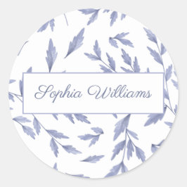 French floral toile blue product label sticker