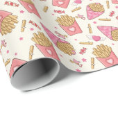 French Fries Retro Valentijns Cadeaupapier (Rol Hoek)