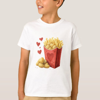 French fry carton with heart-shaped potatoes t-shirt