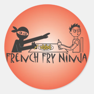 French Fry Ninja Ronde Sticker