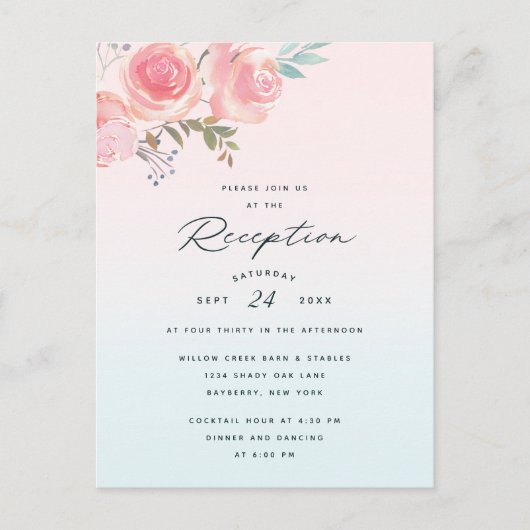 French Garden Ombre Mariage Réception Invitation (Devant)