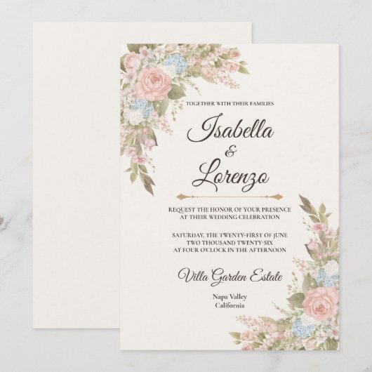 French Garden Romance Suite Wedding Invitations (Devant / Derrière)