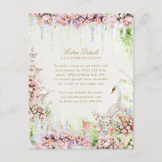 French Garden Wedding Accommodation Enclosure Card Informatiekaartje (Voorkant)