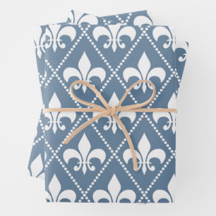 French Grey Fleur de Lis Inpakpapier Vel
