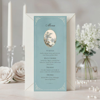 French Heron Dusty Blue Wedding Menu