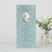 French Heron Dusty Blue Wedding Menu (Debout devant)