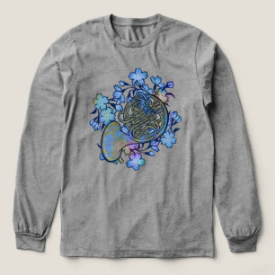 French Hoorn Blauwe Bloemen Band Klas Tri-Blend Shirt