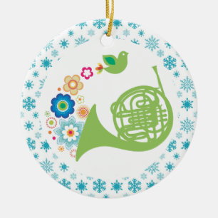 French Horn Band Music Kerstmis Keramisch Ornament