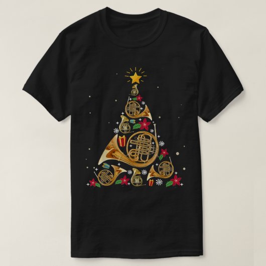 French Horn Christmas Tree T-shirt (Design voorkant)
