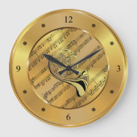 French Horn ~ Sheet Music ~ Gold Background ~