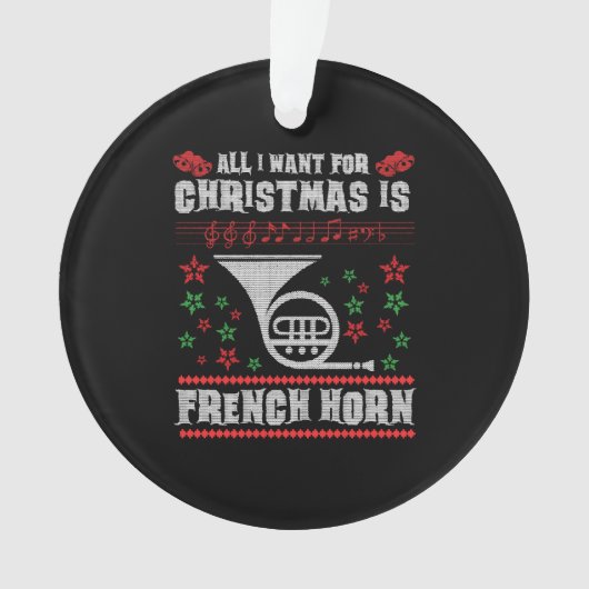 French Horn Ugly Christmas Sweater Shirt (devant)