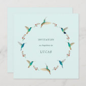 French Hummingbird Baptism Invitation Kaart (Voorkant / Achterkant)